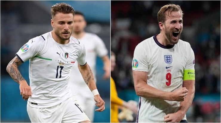 Ciro Immobile of Italy (left) and Harry Kane of England (right). (Getty)