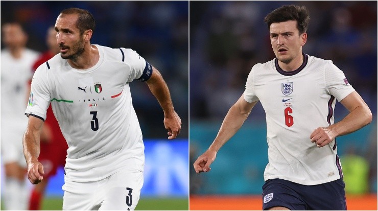 Giorgio Chiellini of Italy (left) and Harry Maguire of England (right). (Getty)