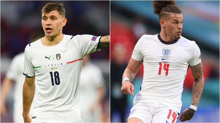 Nicolo Barella of Italy (left) and Kalvin Phillips of England (right). (Getty)