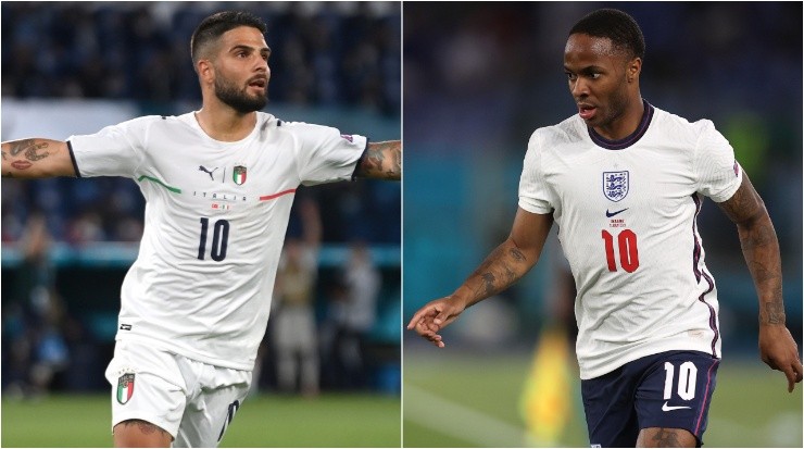 Lorenzo Insigne of Italy (left) and Raheem Sterling of England (right). (Getty)