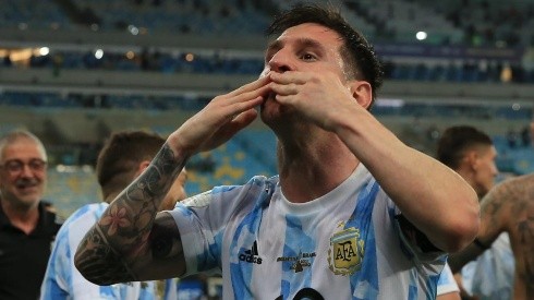 Lionel Messi festejando su primer título con Argentina.