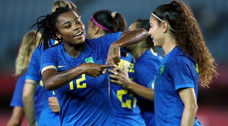 Ludmila of Brazil celebrates after scoring. (Getty).jpg