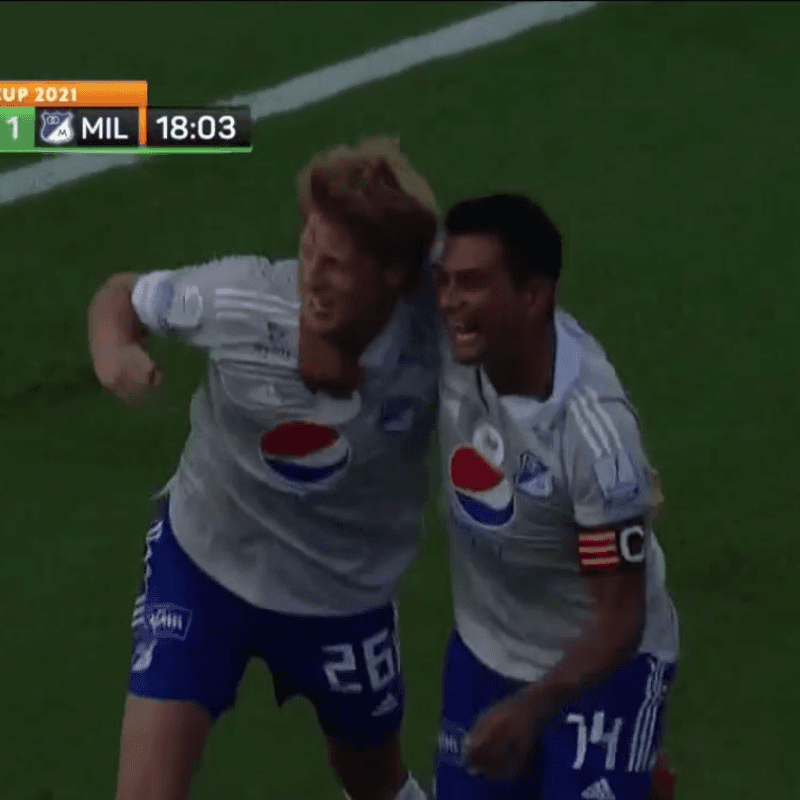 Video para la locura azul: Llinás marca el primero de Millonarios contra Everton