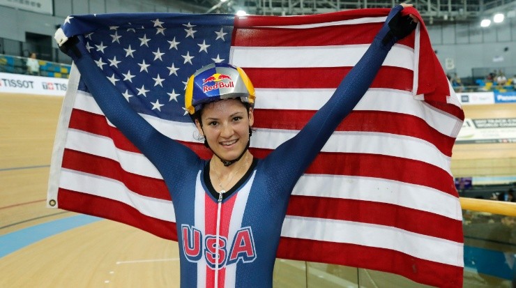 Chloe Dygert after winning Women’s Individual Pursuit Final in 2017 UCI Track Cycling World Championships. (Getty)