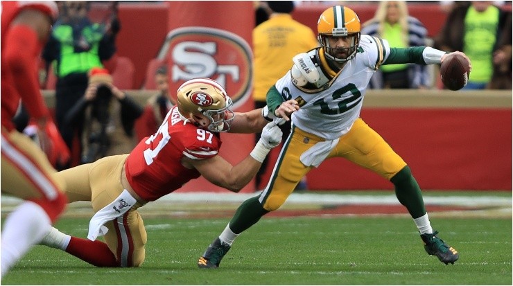 Aaron Rodgers vs. the 49ers. (Getty)