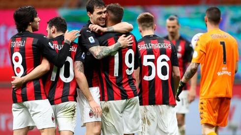 Festejo de gol del Milan en la temporada 20/21.