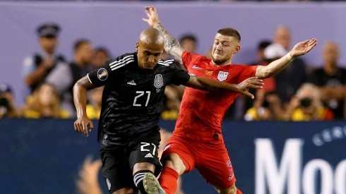 Luis Rodriguez of Mexico (left) and Paul Arriola of the United States in the 2019 Gold Cup Final (Getty).
