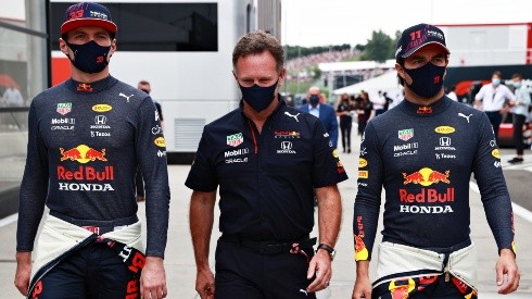 Christian Horner e os dois pilotos da Red Bull Racing no GP da Hungria (Foto: Getty Images)