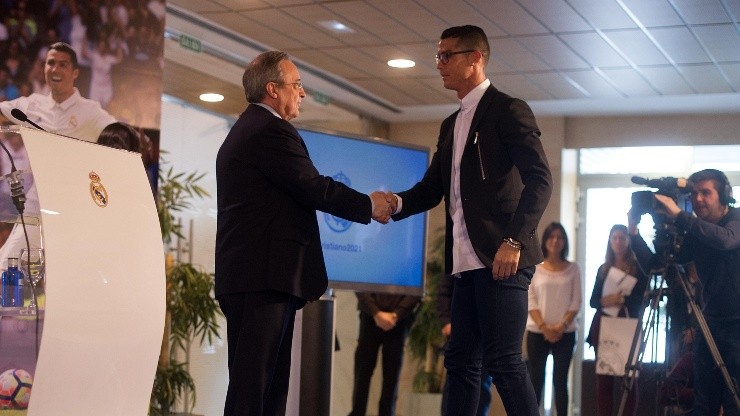 Florentino Pérez y Cristiano Ronaldo durante un acto del Real Madrid.