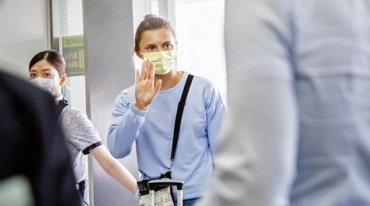 Krystsina Timanoskaya, en el aeropuerto