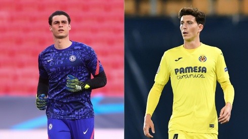Kepa Arrizabalaga of Chelsea (lef) and Pau Torres of Villarreal (right).