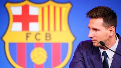 Lionel Messi en su última rueda de prensa con Barcelona.