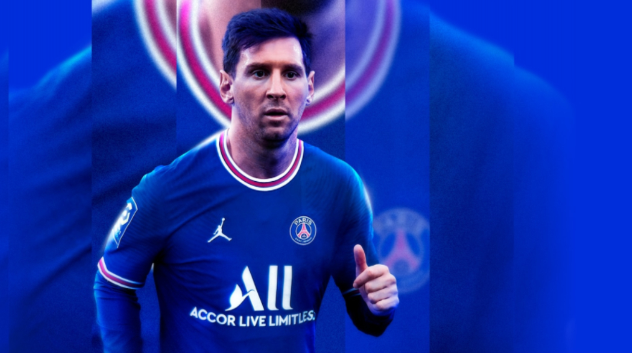 Messi PSG #30 Home Jersey 2021-2022 Season Lionel Messi Paris Saint Germain Team Jersey Kneepad Suit 