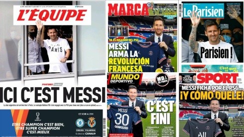 Portadas de los medios franceses y españoles tras el primer día de Messi.