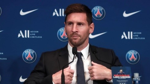 Lionel Messi en su presentación en PSG.