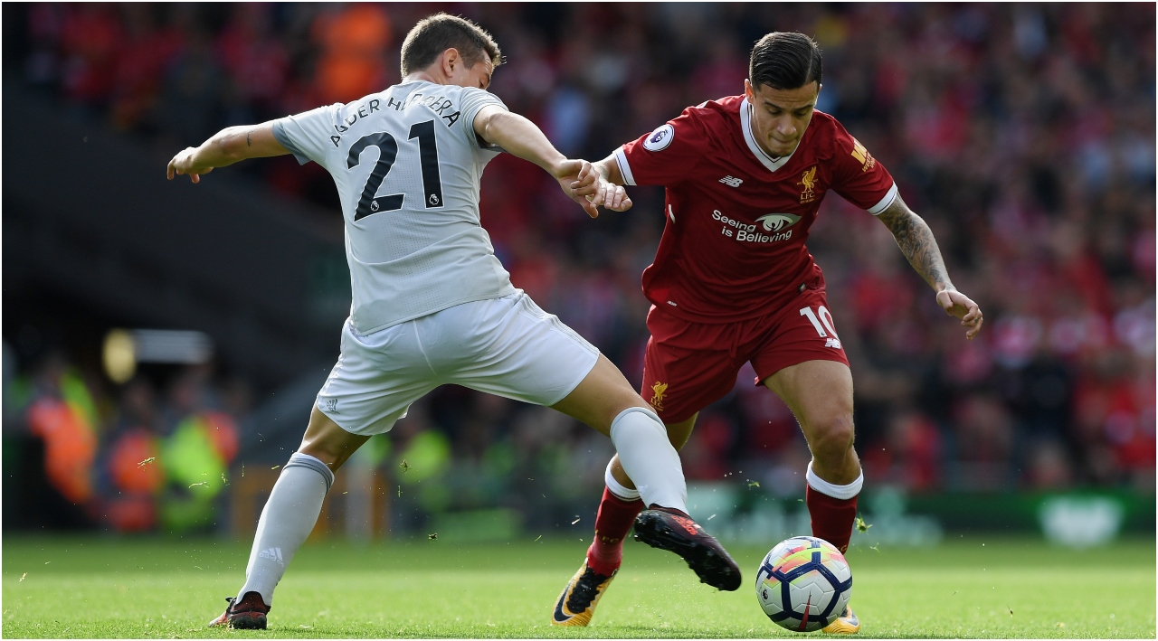 Coutinho vs. Manchester United. (Getty)