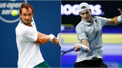 Daniil Medvedev of Russia (left) and John Isner of the United States (Getty).
