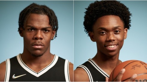 Day'Ron Sharpe of the Brooklyn Nets (left) and Josh Primo of the San Antonio Spurs (right). (Getty)