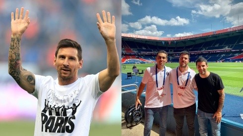 Lionel Messi en su presentación en PSG, relatada por Tomás Marcó del Pont, Pedro Caffa y Tomás De Micheli.