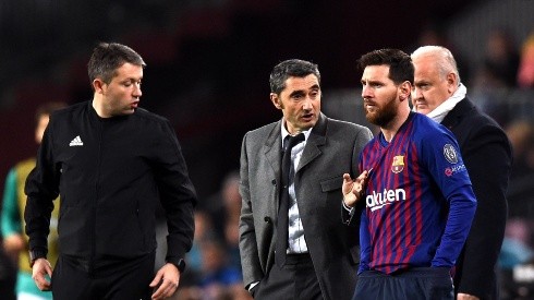 Ernesto Valverde y Lionel Messi en Barcelona.