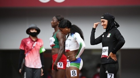 Antes da tomada de poder, Kamia Yousufi representou o Afeganistão na prova dos 100m nas Olimpíadas de Tóquio | Crédito: Getty Images