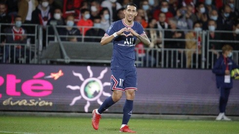 Ángel Di María en festejo de gol con PSG.