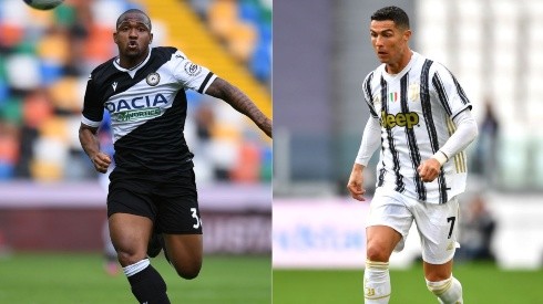 Samir of Udinese (left) and Cristiano Ronaldo of Juventus (right) (Getty)