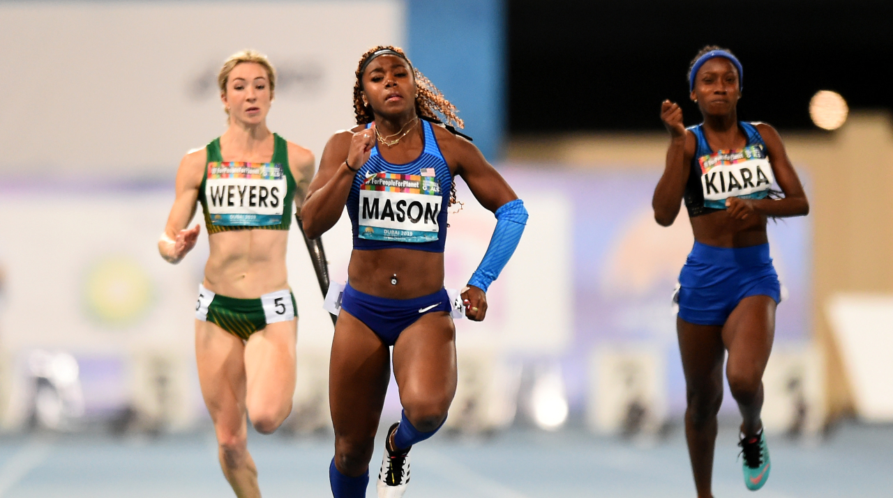 Brittni Mason on her way to breaking a world record in Dubai 2019. (Getty)
