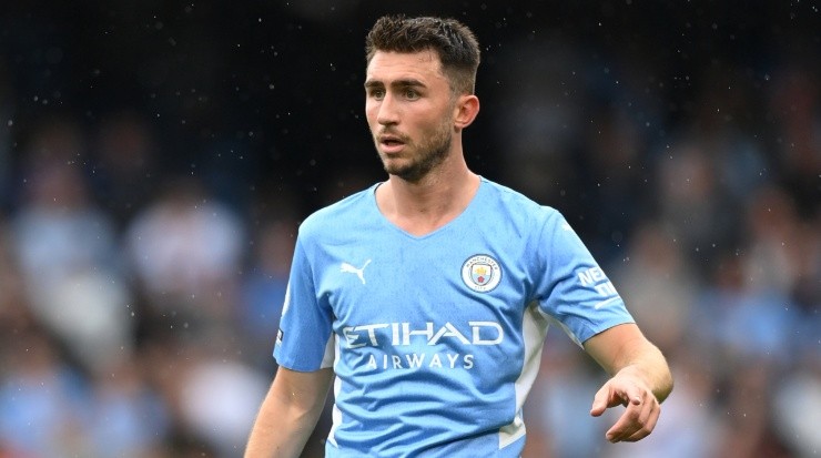 Aymeric Laporte in Man City’s 5-0 win over Norwich on Matchday 2 of the 2021-2022 Premier League. (Getty)