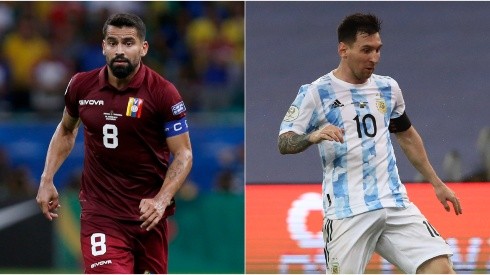 Tomas Rincon of Venezuela (left) and Lionel Messi of Argentina (Getty).