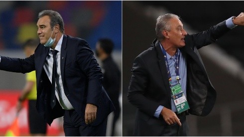 Chile's head coach Martin Lasarte (left) and Brazil's coach Tite (Getty).