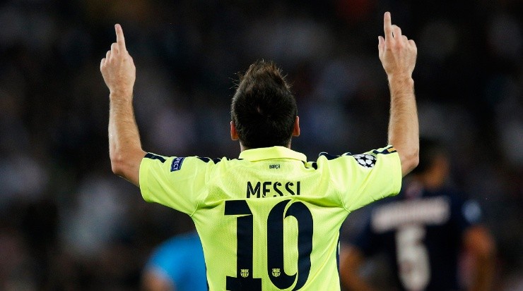 Lionel Messi celebrates a goal against PSG in 2014. Seven years later, things have changed (Getty Images).