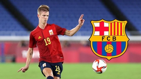 Dani Olmo en acción con España.