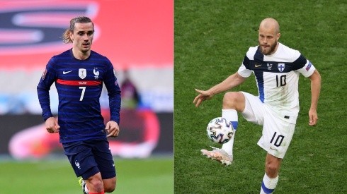 Griezmann of France (left) and Teemu Pukki of Finland (right) (Getty)
