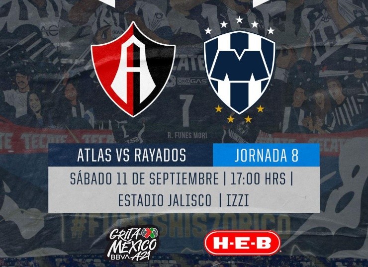 Fecha, hora y lugar de Atlas vs. Monterrey. (@Rayados)