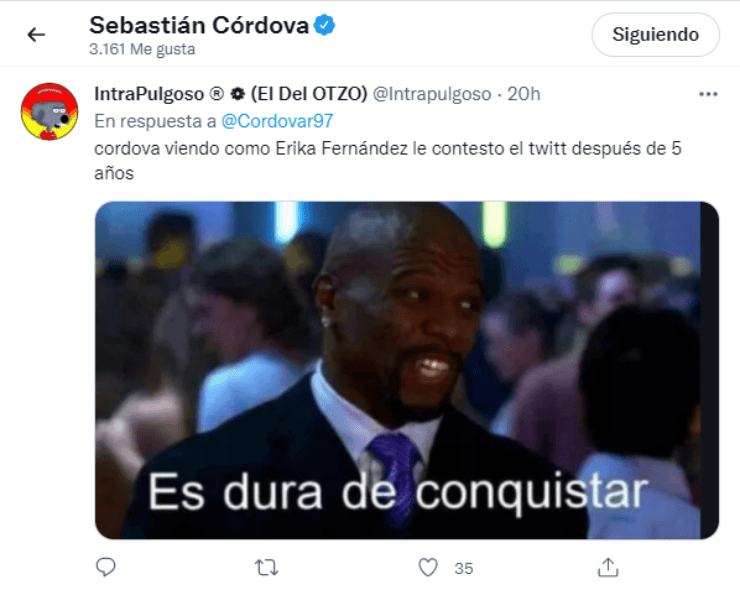 Like de Sebastián Córdova sobre Erika Fernández