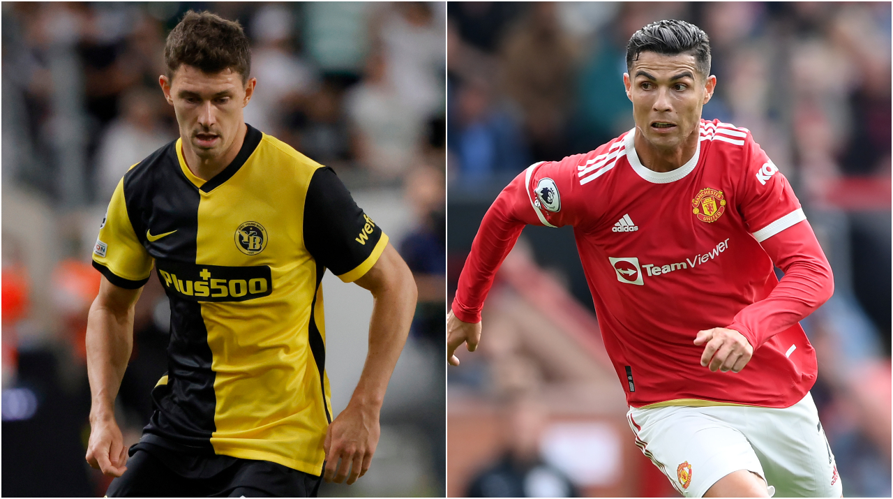 Christian Fassnacht of BSC Young Boys (left) and Cristiano Ronaldo of Manchester United (Getty).