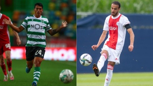 Pedro Porro of Sporting CP (left) and Noussair Mazraoui of Ajax (right) (Getty)