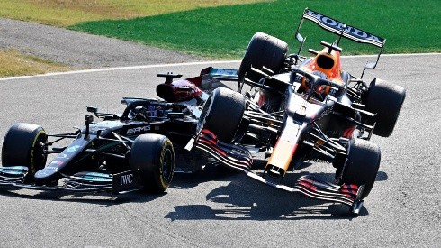 A colisão entre Verstappen e Hamilton no GP da Itália. (Foto: Getty Images)