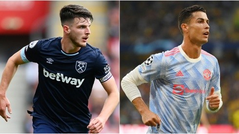 Declan Rice of West Ham (left) and Cristiano Ronaldo of Manchester United (right)