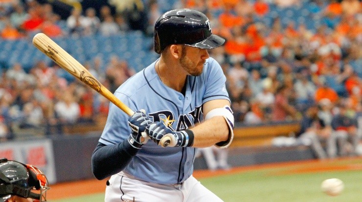 Evan Longoria #3 of the Tampa Bay Rays takes a pitch during his at-bat in the first inning of the game against the Boston Red Sox at Tropicana Field on September 17, 2017 (Getty Images).