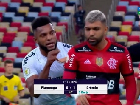 Miguel Borja y Gabriel Barbosa se calentaron en el Flamengo vs. Gremio