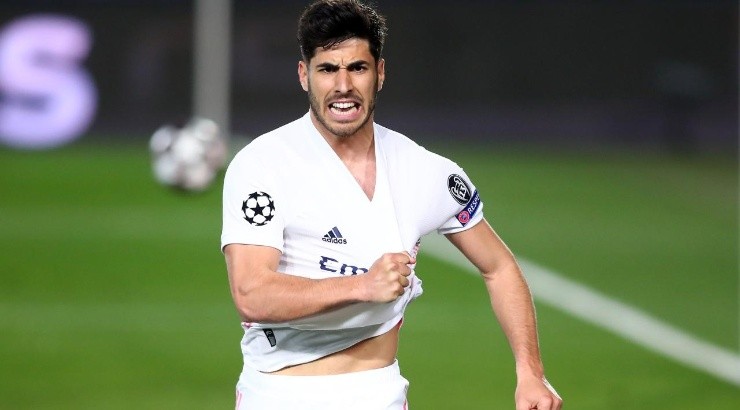 Marco Asensio of Real Madrid celebrates after scoring their team&#039;s second goal during the UEFA Champions League Quarter Final match between Real Madrid and Liverpool FC  (Getty)