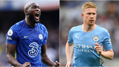 Romelu Lukaku of Chelsea (left) and Kevin De Bruyne of Manchester City (right)