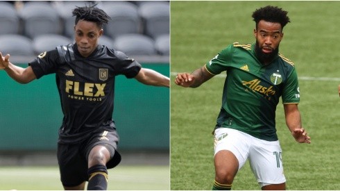 Latif Blessing of LAFC and Eryk Williamson of Portland Timbers