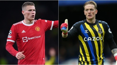 Scott McTominay of Manchester United (left) and Jordan Pickford of Everton (right)