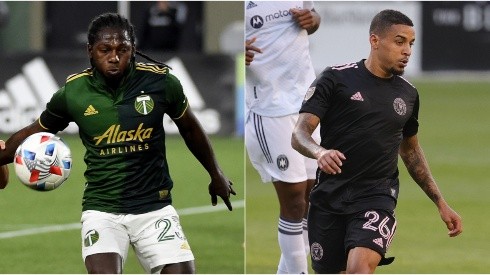 Yimmi Chara of Portland Timbers (left) and Gregore of Inter Miami