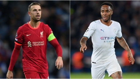 Jordan Henderson of Liverpool (left) and Raheem Sterling of Manchester City (right)