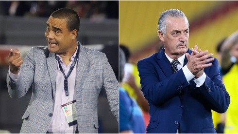 Venezuela coach Leo Gonzalez (left) and Ecuador manager Gustavo Alfaro.