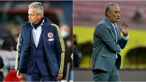 Colombia manager Reinaldo Rueda (left) and Brazil coach Tite.